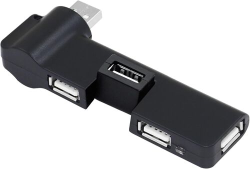 KAL-Extension De Hub Usb 2.0 À Rotation À 180 °, Usb 4 Port Hub, Peut Être Tourné De 90°/180°Pour Pc, Ordinateur Portable, Clavier, Souris, Disques Durs Et Autres Adaptat