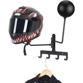 Porte Casque Moto Mural Rotation À 180 Degrés Support Pour Casque Moto Crochet Pour Accrocher Le Casque Et La Veste De Moto Au Mur