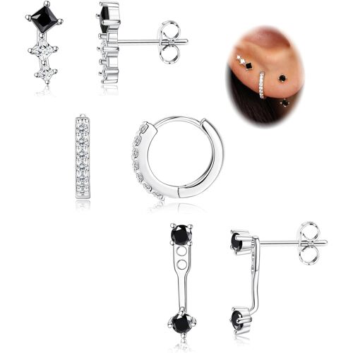 Kal-Argent Sterling Boucles D'oreilles Ensemble Pour Piercing Multiple Plaqué Or 14k Stud Huggie Petites Boucles D`Oreilles Pour Femmes Piles De Boucles D'oreilles Pour Oreilles Sensibles