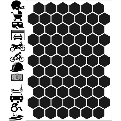 Set Of 71 Pvc High Visibility Reflective Stickers Night Visibility Safety Stickers For Bike, Helmet, Buggy, Toys, Caravan, Roll, Boat, Black D 52