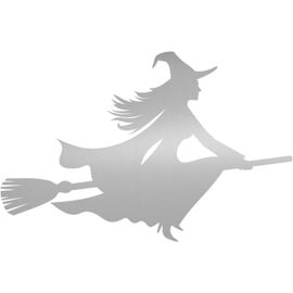 Autocollant Sorcière Sur Balai I 15 Cm I Argent I Pour Voiture,Camion,Moto,Scooter,Véhicules,Ordinateurs Portables,Notebooks,Autocollants,Autocollants De Sorcière I Kfz_521