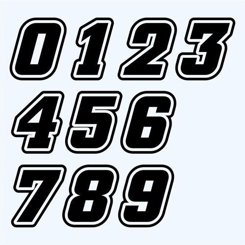 Pubblimania Motorcycle Motocross Sticker Set Stiker Labels For Motorcycle, Car, Motocross, Quad, Scooter, Rv, Truck (1 Set Of 10 Numbers)