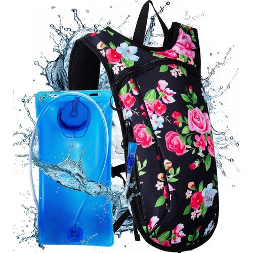 Sac À Dos D'hydratation En Polyester Recyclé-Poche À Eau De 2 L Pour Homme Et Femme,Noir/Blanc,Medium.[T521]