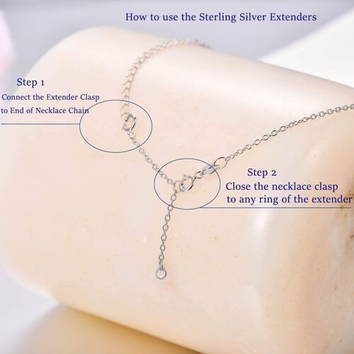 Ensemble De Chaîne De Rallonges De Collier En Argent Sterling De 2 Pièces Pack 2"" Et 4"" Ou 2"" Et 5"" Ou 3"" Et 4"" Ou 3"" Et 5"" - Chaîne Fine En Argent Sterling 925 Massif Dianty Durable Réglable