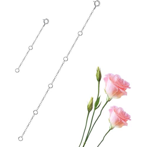 2 Piece Sterling Silver Necklace Extender Chain Set 2" And 4" Or 2" And 5" Or 3" Or 3" Or 5" Or 3" And 5" - Dianty Solid 925 Sterling Silver Fine Chain Durable Adjustable