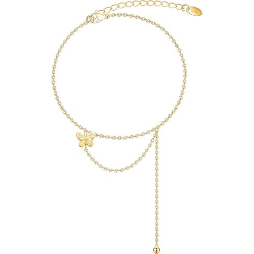 Senior-Chaine De Cheville Papillon Femme Acier Inoxydable Design Minimaliste Resistant A Leau Cadeau Elegant/Saint Valentin/Bijou Tendance[L622]