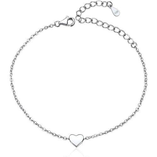 Bracelets Pour Femmes Argent 925 - Gourmette Femme Avec Charm Coeur/Lune/Étoile - Bijoux Bracelet Réglable 16+5 Cm - Cadeau Pour Femme Fille