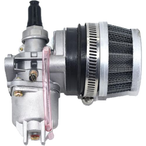 Carburateur Carb Carby + Acier 44mm Filtre À Air + Pile Compatible Avec 47cc 49cc Mini Moto Dirt Pocket Bike Atv Quad Go Kart Minimoto-Filtre Argent