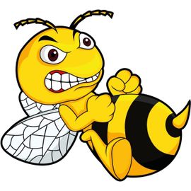 Autocollant Mauvais Abeille Angry Bee I 15 X 13 Cm I Autocollant Jaune Guêpe Vers La Droite I Pour Voiture,Camion,Moto,Cyclomoteur,Mobylette,Casque,Ordinateur Portable I Résistant Aux