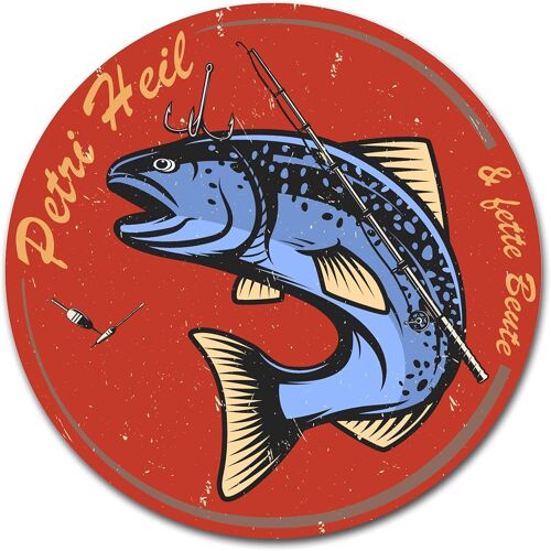 Autocollant Poisson Style Rétro Pêche Vintage Autocollant Pour Voiture,Bateau,Valise De Pêche,Accessoires De Pêche,Résistant Aux Intempéries (05 Saumon,Petri Heil)