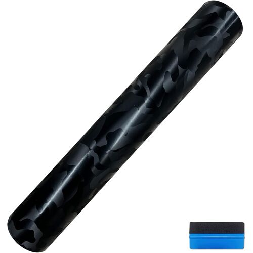 Autocollant En Vinyle Brillant À Base De Fibre De Carbone Forgée,Pour Voiture Et Moto,Sans Bulles D'air,10 X 900 Cm,Camouflage Et Noir