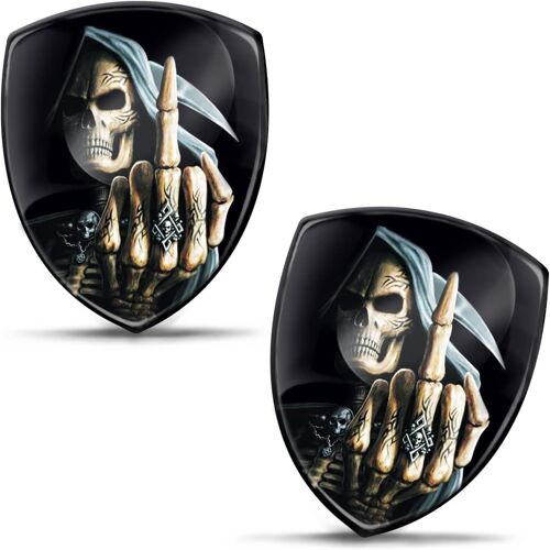 2 X 3d Gel Stickers Silicone Skull Major Car Motorcycle Bike Window Door Phone Computer Tablet Ks 100