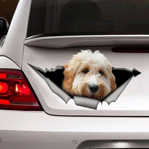 Autocollant 3d En Vinyle Pour Voiture-Motif Chien Husky Réaliste-Blanc