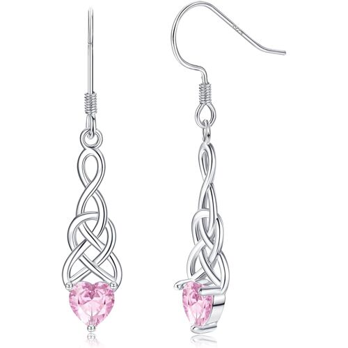 Kal-Boucles D'oreilles Femme Argent 925 Boucles D'oreilles Avec Pierre De Naissance Boucles D'oreilles Coeur Vintage Fantaisie Boucles D'oreilles Pendantes Boucles D'oreilles Femme Argent