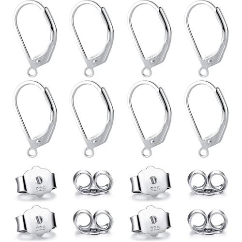 Gjhgf-Boucles D'oreilles Créoles Huggie En Argent Sterling 925, 8 Pièces, Crochets De Boucles D'oreilles Hypoallergéniques Pour La Fabrication De Boucles D'oreilles Pendantes Dorp 14mm