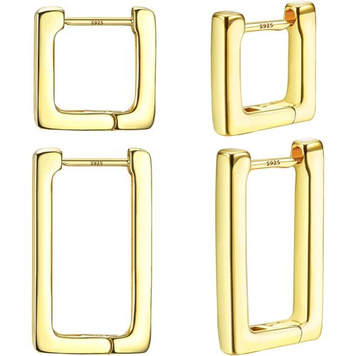 Meimie-Boucles D'oreilles Femme Or Argent Gilrs 18 Karat Creoles Argent Femme Creole Plaqué Or Hypoallergénique Boucles D'oreilles Créoles Boucles D'oreilles Carrées