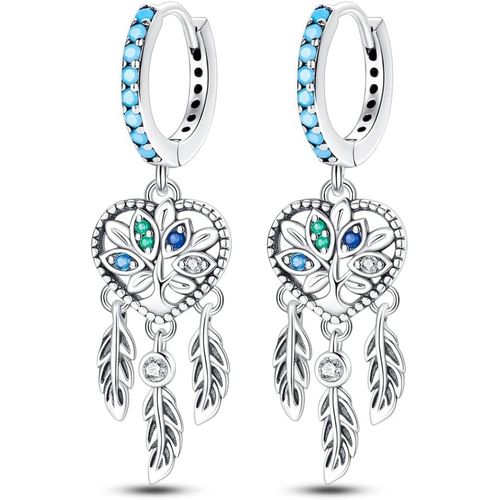 Kal-Boucles D`Oreilles Pendantes En Argent Sterling 925 Pour Femmes Boucles D`Oreilles Créoles En Zircone Cubique Ear1