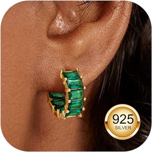 Women's Earrings 925 Sterling Silver Hoop Earrings Shiny Cz Creole Earrings 18k Gold Plated Costume Earrings Women's Gold Silver Gift