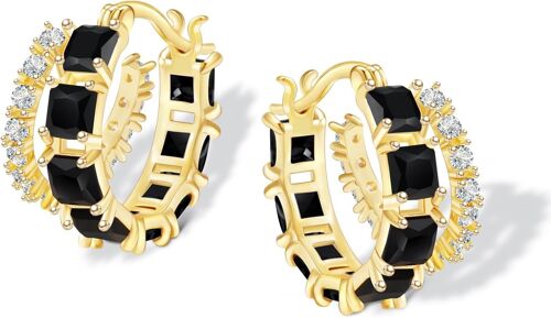 14k Gold Plated Square Cubic Zirconia Hoop Earrings For Women Jewelry Gifts