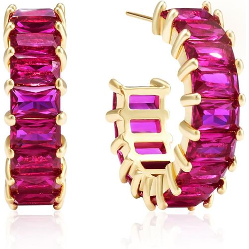 Meimie-Boucles D'oreilles Créoles Ouvertes En Zircone Cubique Or Pour Femmes,Boucles D'oreilles En Forme De C Plaquées Or 18 Carats,Bijoux Pour Fête De Bal