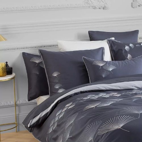 Housse De Couette Satin De Coton Bleu 240x220 Cm