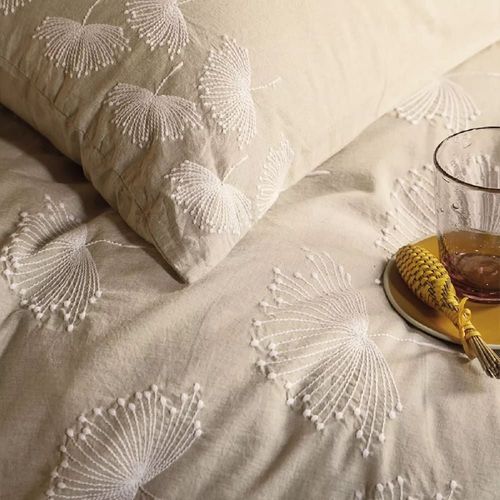 Housse De Couette Lavé Percale De Coton Beige 260x240 Cm