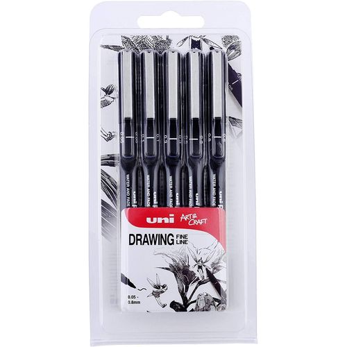 Asfasfq-Uni-Ball Pin Stylos Feutres Techniques Pochette De 5 Encre Noire (Import Royaume Uni)