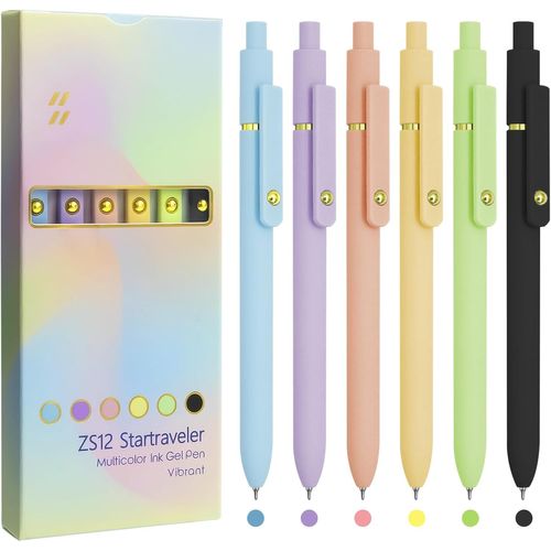 Kalhj-Lot De 6 Stylos De Couleur-Pointe Fine-Écriture Lisse-0,5 Mm-Encre De Couleur-Pour Journal Intime,Notes,Planificateur,Fournitures Scolaires,Cadeaux Pour Infirmières,Enseignants