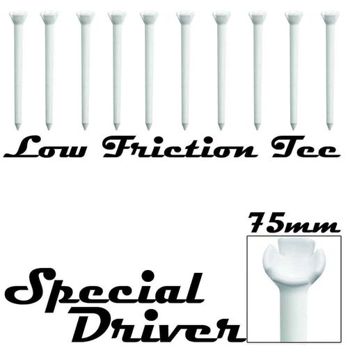 Pack De 10 Tees Plastique Extra Long 75mm Low Friction Tee