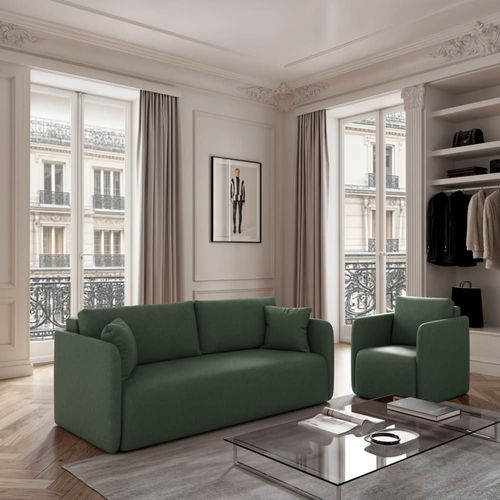 Canapé 3 Places Convertible En Polyester Vert