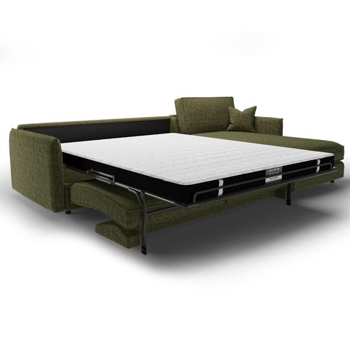 Canapé D'angle Droit Convertible 4 Places En Velours Texturé Vert