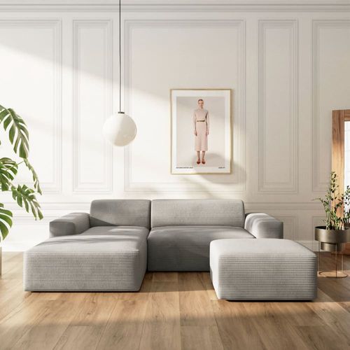 Canapé D'angle En Polyester Gris