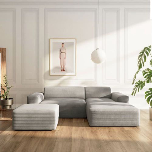 Canapé D'angle En Polyester Gris