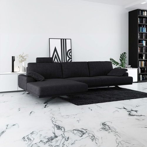 Canapé D'angle Gauche En Polyester Gris Foncé