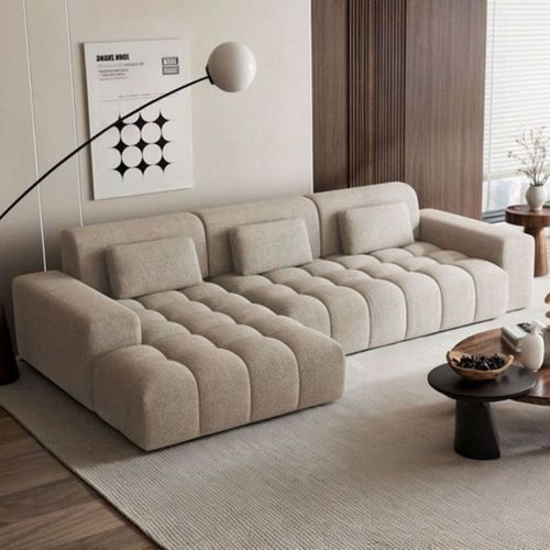 Canapé D'angle Gauche Beige Foncé