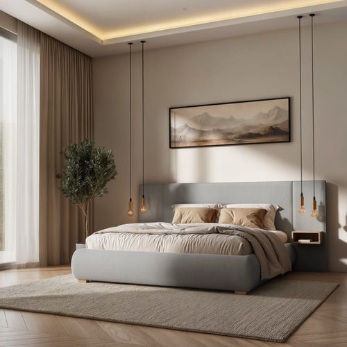 Lit Coffre Avec Sommier À Lattes Ligne Gris 180x200