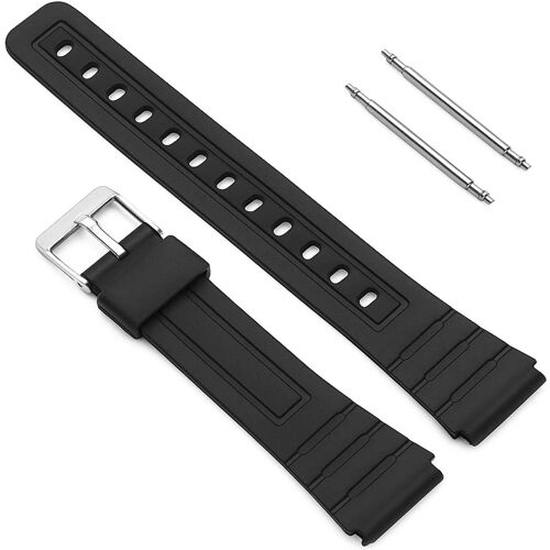 Kalanka-Bracelet Réglable Pour Montre Casio F-91w F91w De Noir En Résine Caoutchouc Boucle En Métal Avec 2 Pins Bande