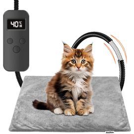 Tapis Chauffant Électrique Pour Chats & Chiens 45x45cm – 6 Températures, 12 Minuteries, Anti-Morsure & Imperméable