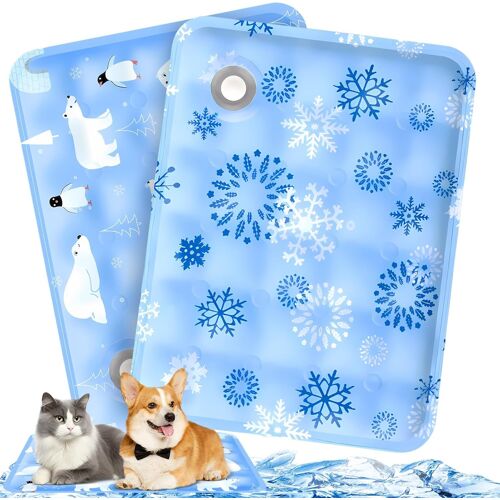 Tapis Rafraichissant Chien 2 Tapis Rafraichissant Chat Resistant 40x50cm Tapis Refrigerant Pour Chien Auto-Refroidissant Avec 2 Entonnoir, Tapis Refroidissant Pour Chien Chat(C)