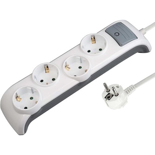 KALANKA-Bridge 62505 Bloc multiprise 4 Prises avec Interrupteur et câble de 2 m Blanc