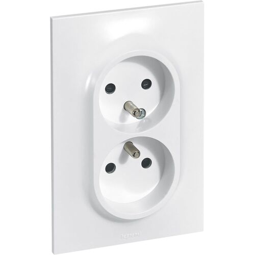 KALANKA-LEGRAND | Double Prise De Courant Avec Terre, Neptune 16A 1 Poste, Fixation À Vis Ou À Griffes, Avec Éclips De Protection Pour Enfants, Prête À Installer