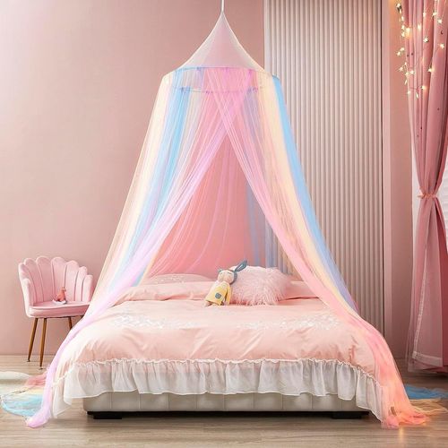 Kal-Moustiquaire Pour Lit,Tente De Lit Princesse,Moustiquaire Pour Lit Double Simple,Filet De Lit Suspendu,Pour Chambre Moustiquaire Ciel De Lit Bebe Avec Étoiles D'enfants Décoration Intérieure