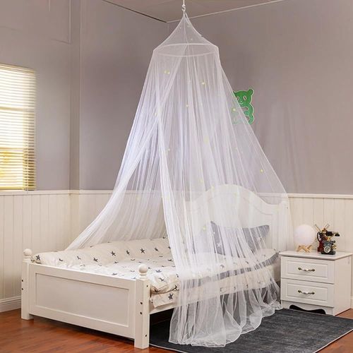Kal-Moustiquaire De Lit, Moustiquaire Ciel De Lit, Moustiquaire Grand Lit, Moustiquaire Lit Avec Étoiles Fluorescentes, Grand Moustiquaire Pour Lits Bébé Simples Et Doubles, Blanc (60 X 250 X 900cm)
