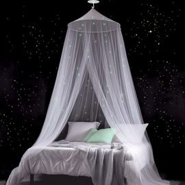 Sept-Moustiquaire Lumineuse Pour Lit Double, Lit Simple, Lit De Bébé, Chambre D'enfant, Avec Vis De Crochet Adhésif, Ciel De Lit À Mailles Fines Pour La Maison Et Les Voyages, Intérieur Et