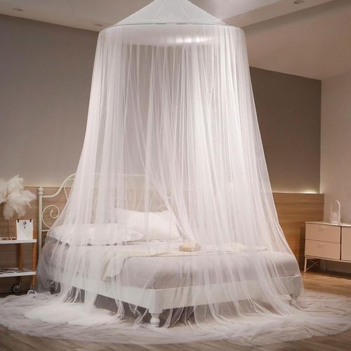 Moustiquaire De Lit,Ciel De Lit Blanche,Grande Moustiquaire Dôme Polyester Pour Lit Double Et Simple,Mailles Fines Baldaquin Pour Voyage Et Maison Jardin 60x250x900cm