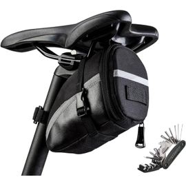 Sacoche Velo De Route,Sacoche De Selle Vélo De Montagne Avec Grande Capacité,Accessoire Velo Réfléchissant,Outillage Velo De 16 En 1 Pour Vélo De Route Vtt Pliant (Noir)