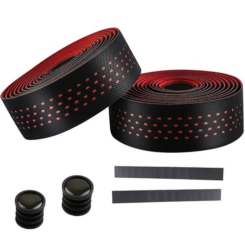 Bande Guidon Vélo,Bandes De Guidon Eva Avec Bouchons D'extrémité,Pièces De Vélo Pour Vélo De Course,Vélo De Cyclisme,Vtt,Léger,Antidérapant,Confortable,Bande De Guidon De Vélo (Noir/Rouge)