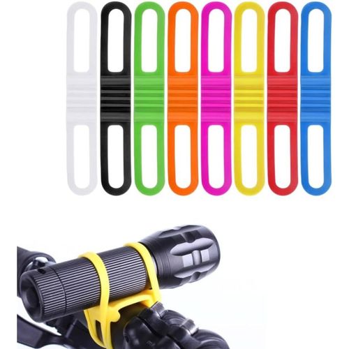 8 Pcs Bande Silicone Elastique Velo Multicolore Pour Fixer Lampe De Poche,Téléphone Portable Sur Les Vélos (14 * 2.2 * 1cm)