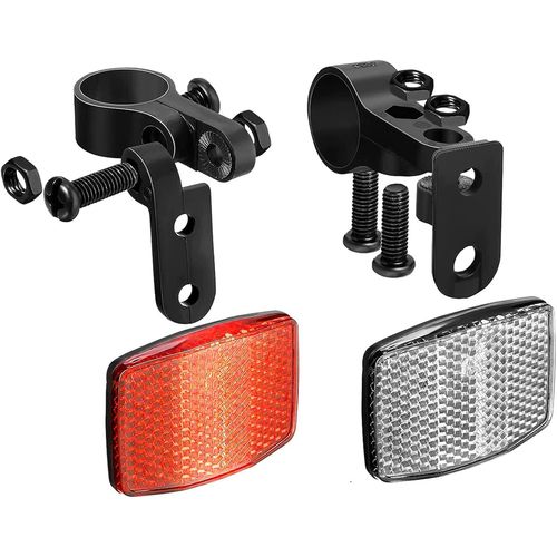 Catadioptre Velo,Réflecteur De Vélo Avant Et Arrière,Pour La Conduite De Nuit,Avec Accessoires¿Avec Fonction De Vision Nocturne Pour Adaptés À Tout Type De Vélo(Blanche;Rouge)