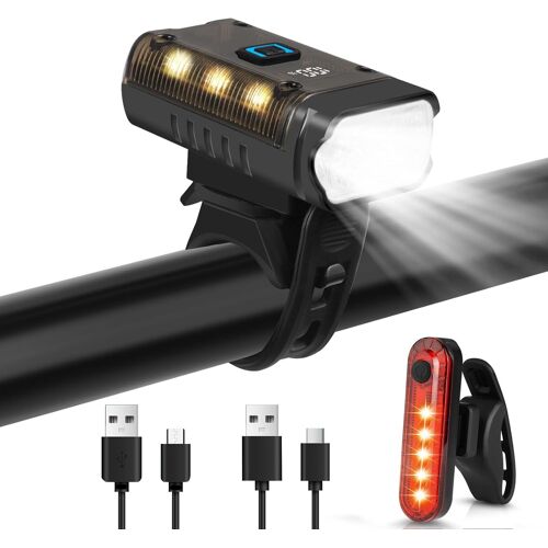 Lumiere Velo, Eclairage Vélo Puissant, Éclairage Vélo Avant Rechargeable Avec Affichage Numérique, Phare De Vélo Étanche Pour Vélo De Route, Vtt, Cyclisme, Travail De Nuit